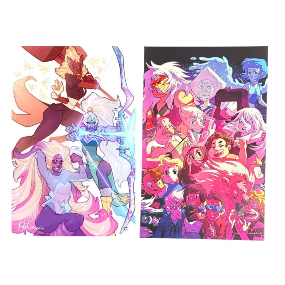Steven Universe posters pearl fusions animated series crystal gems alien anime